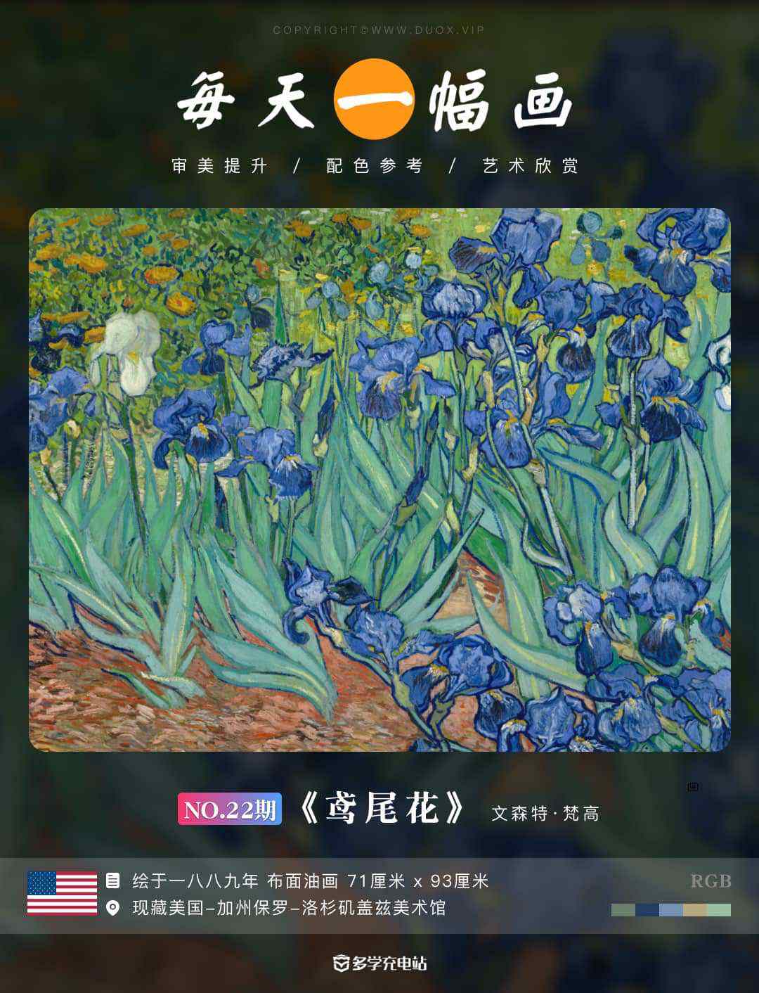 每日一画｜《鸢尾花》Irises 1889年   文森特·梵高  鸢尾花赏析