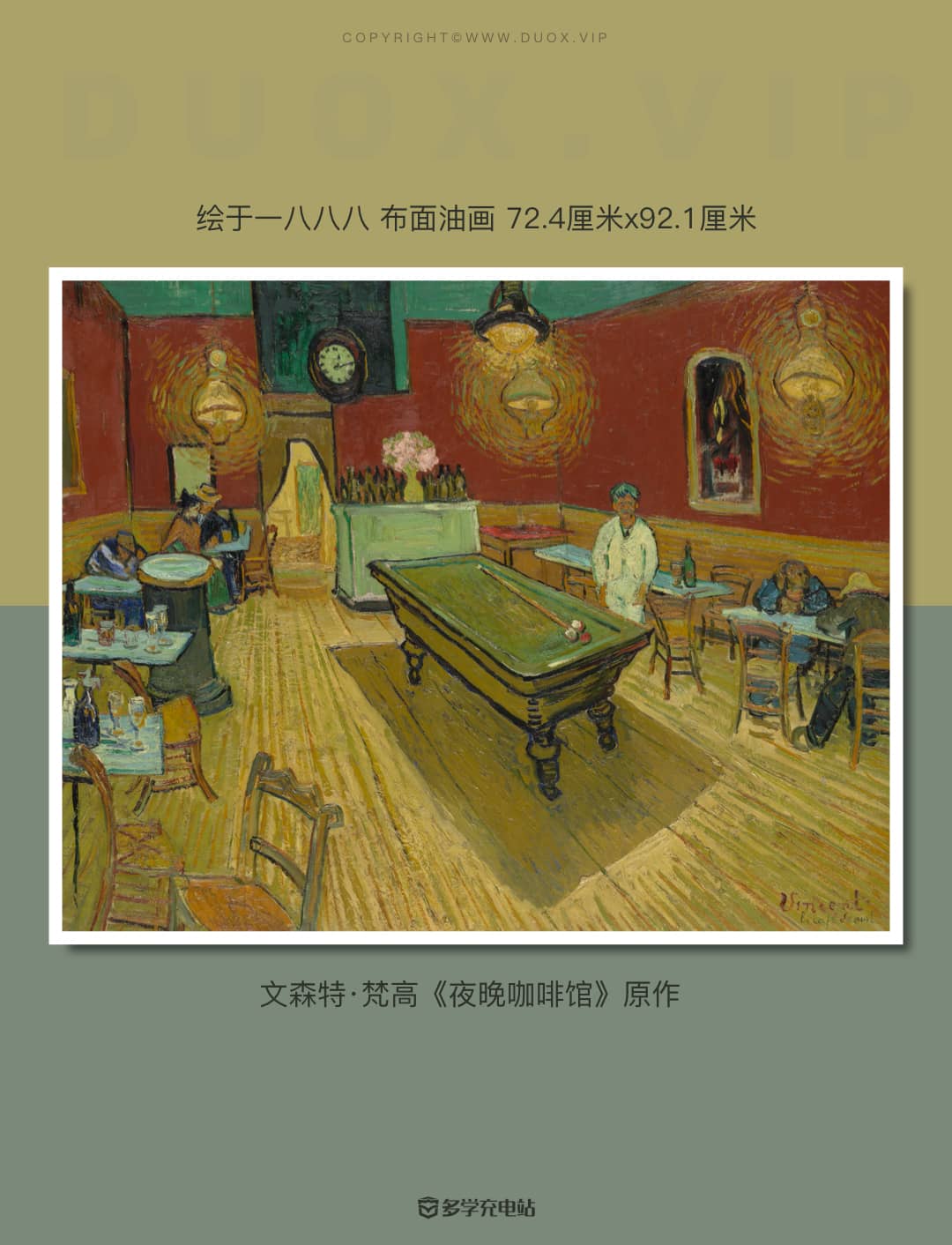 每日一画《夜晚咖啡馆》1888年 文森特·梵高