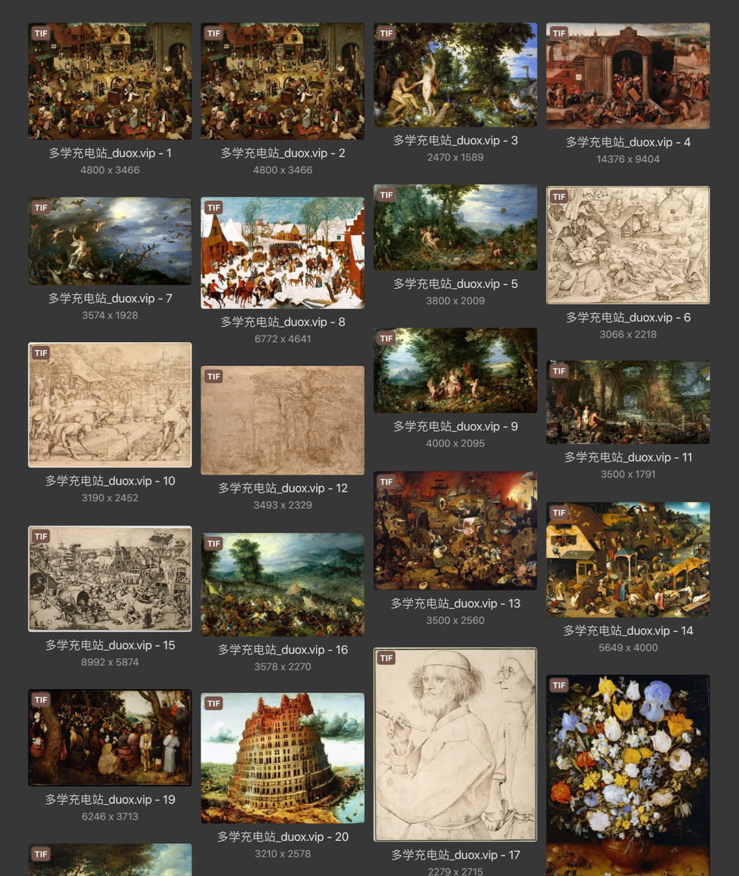 彼得·老勃鲁盖尔Bruegel Pieter 欧洲16世纪 农民画家 油画作品合集包 126副 [JPG+TIF 3.9GB] H086