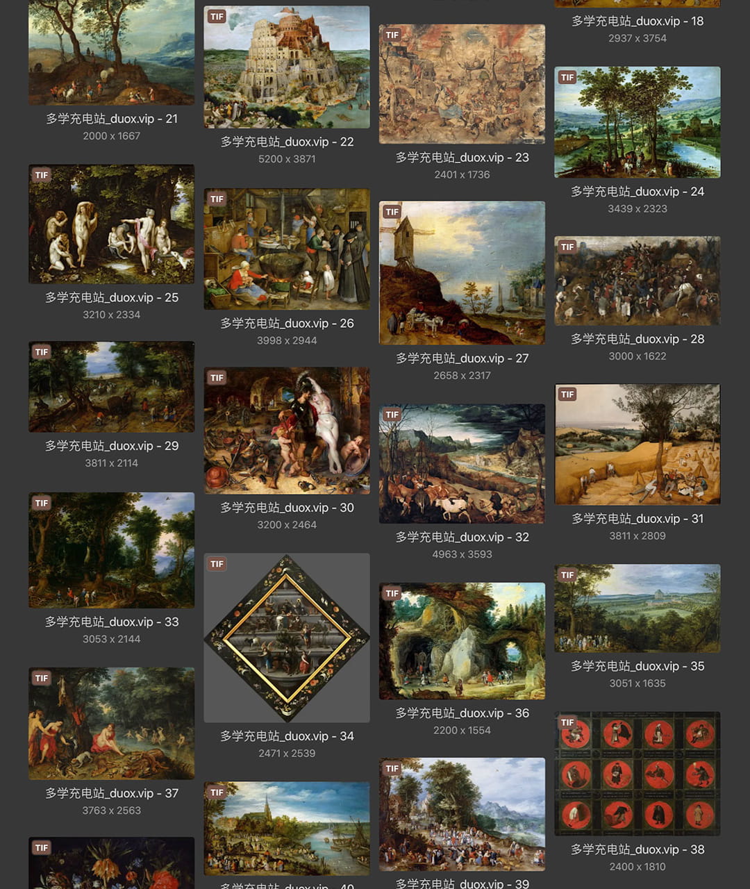 彼得·老勃鲁盖尔Bruegel Pieter 欧洲16世纪 农民画家 油画作品合集包 126副 [JPG+TIF 3.9GB] H086
