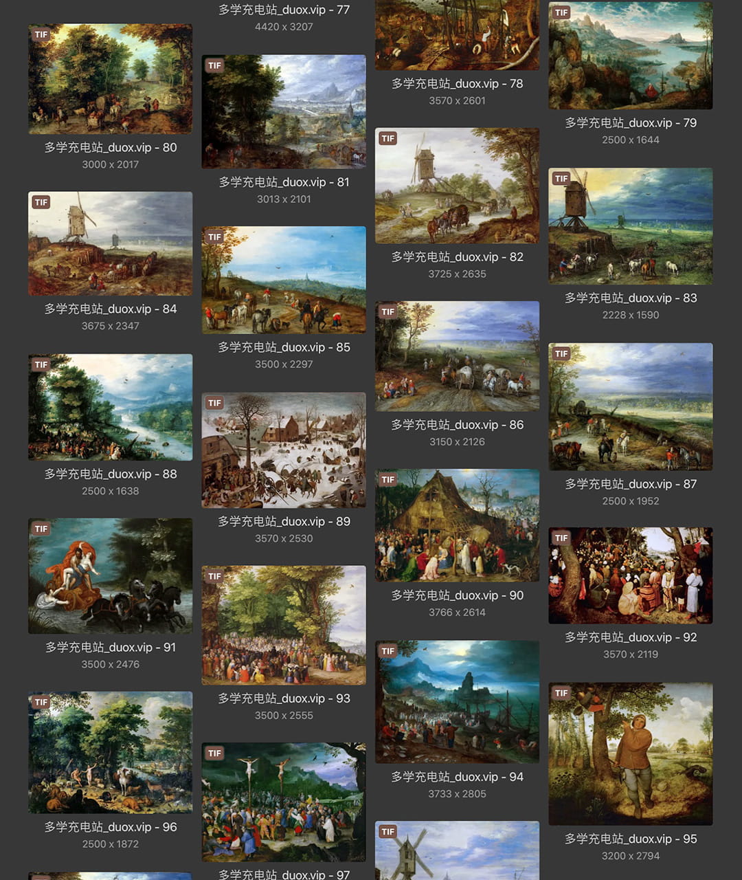 彼得·老勃鲁盖尔Bruegel Pieter 欧洲16世纪 农民画家 油画作品合集包 126副 [JPG+TIF 3.9GB] H086