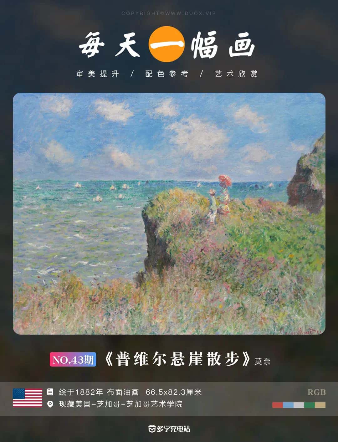 每日一画|《普维尔悬崖散步》1882年 克劳德·莫奈 赏析