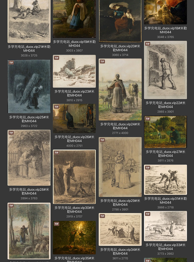 让·弗朗索瓦·米勒Jean-Francois Millet 法国19世纪现实主义油画合集 77副 [JPG+TIF/1.68GB] H074