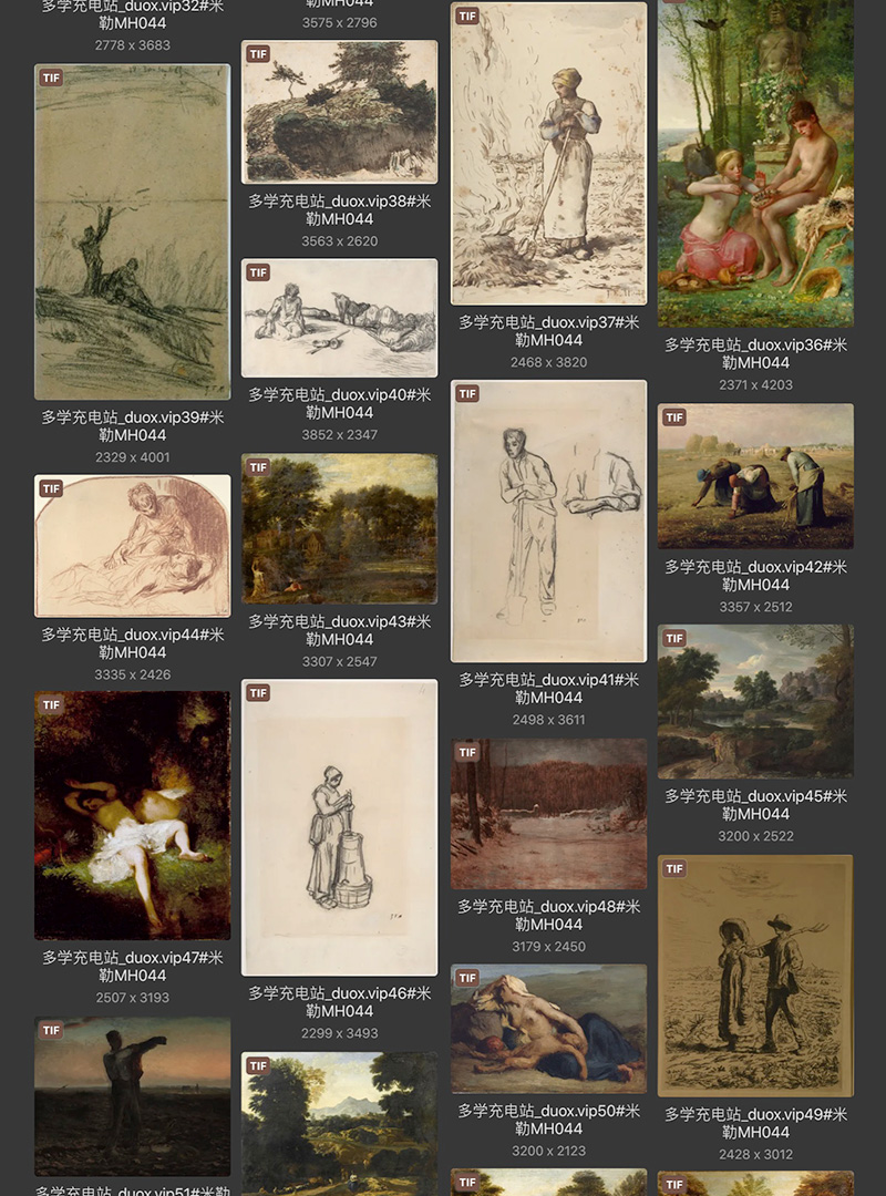 让·弗朗索瓦·米勒Jean-Francois Millet 法国19世纪现实主义油画合集 77副 [JPG+TIF/1.68GB] H074