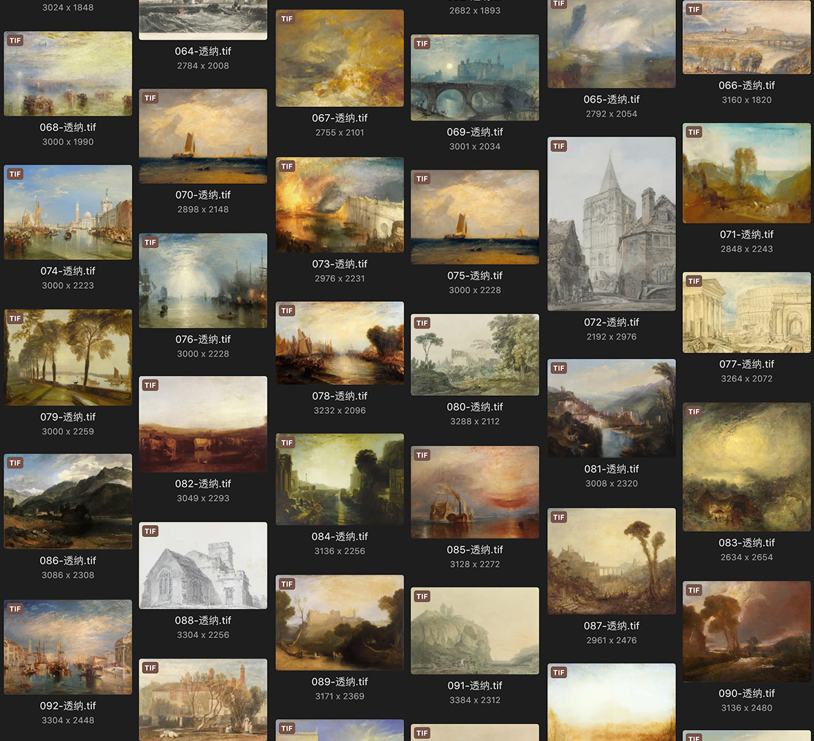 约瑟夫·马洛德·威廉·透纳 Joseph Mallord William Turner 英国17.18世纪油画作品合集[227TIF/JPG15.22GB]