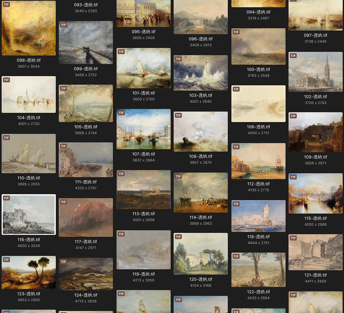 约瑟夫·马洛德·威廉·透纳 Joseph Mallord William Turner 英国17.18世纪油画作品合集[227TIF/JPG15.22GB]