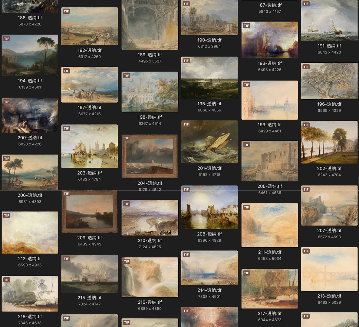 约瑟夫·马洛德·威廉·透纳 Joseph Mallord William Turner 英国17.18世纪油画作品合集[227TIF/JPG15.22GB]