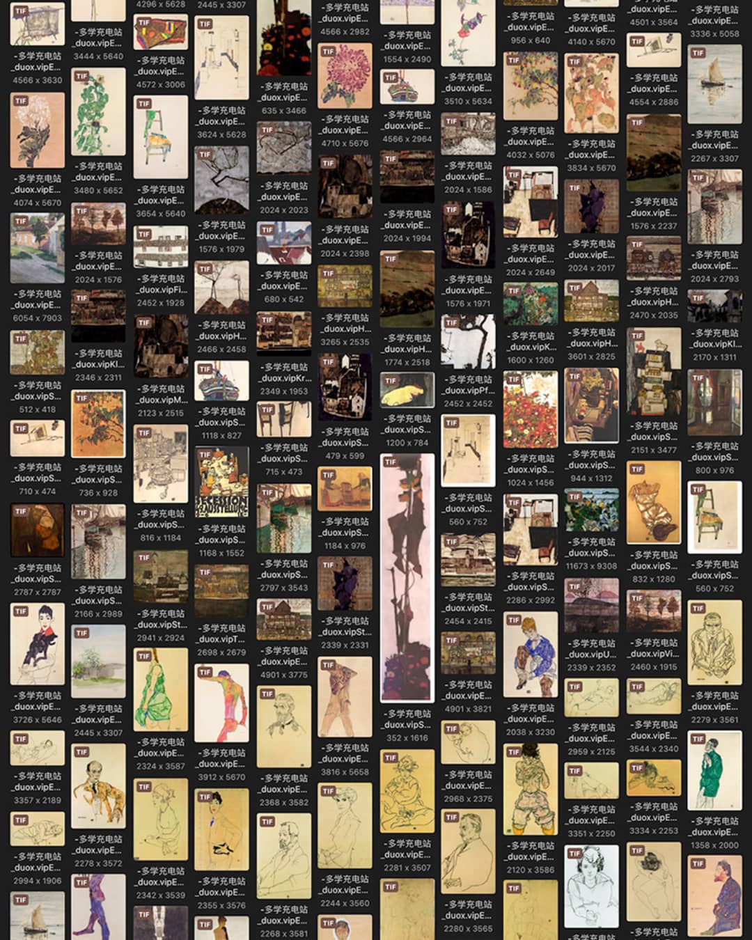 埃贡·席勒 Egon Schiele 奥迪18.19世纪油画合集 919副 [JPG+TIF/15.08GB] H066