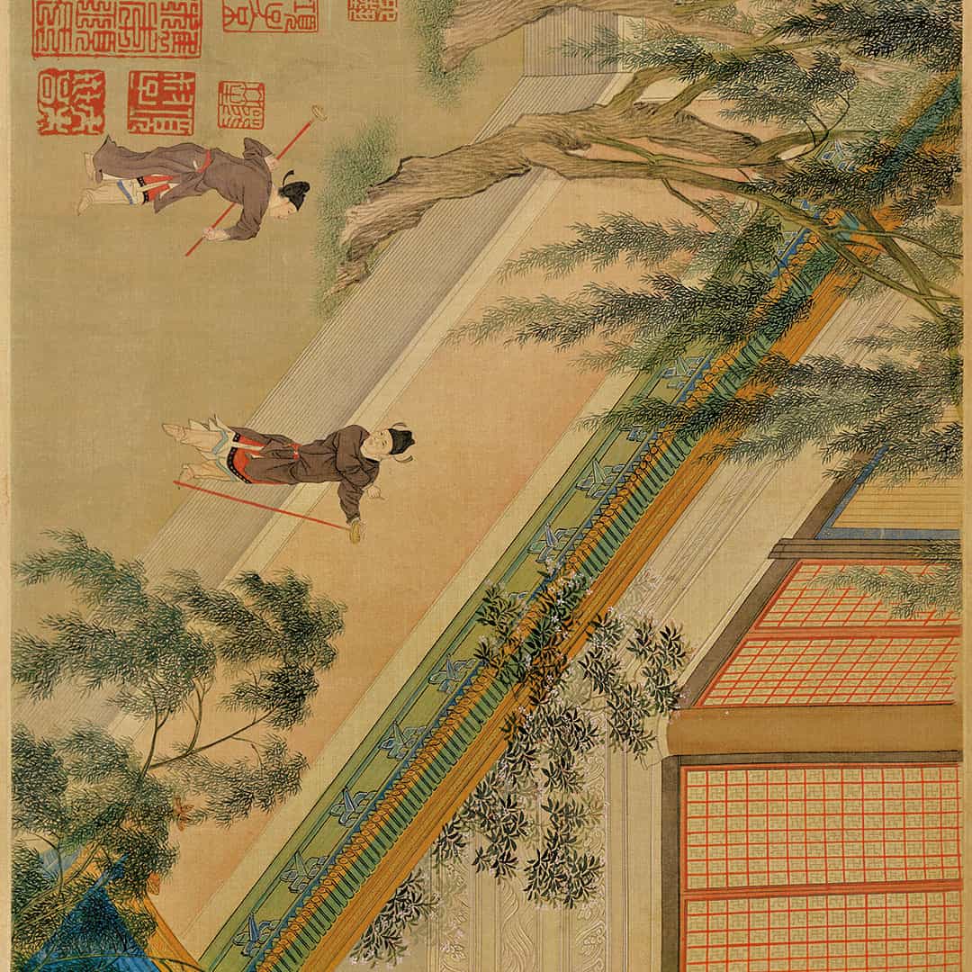 中国十大名画-《汉宫春晓图》仇英 高清图画原稿素材设计临摹