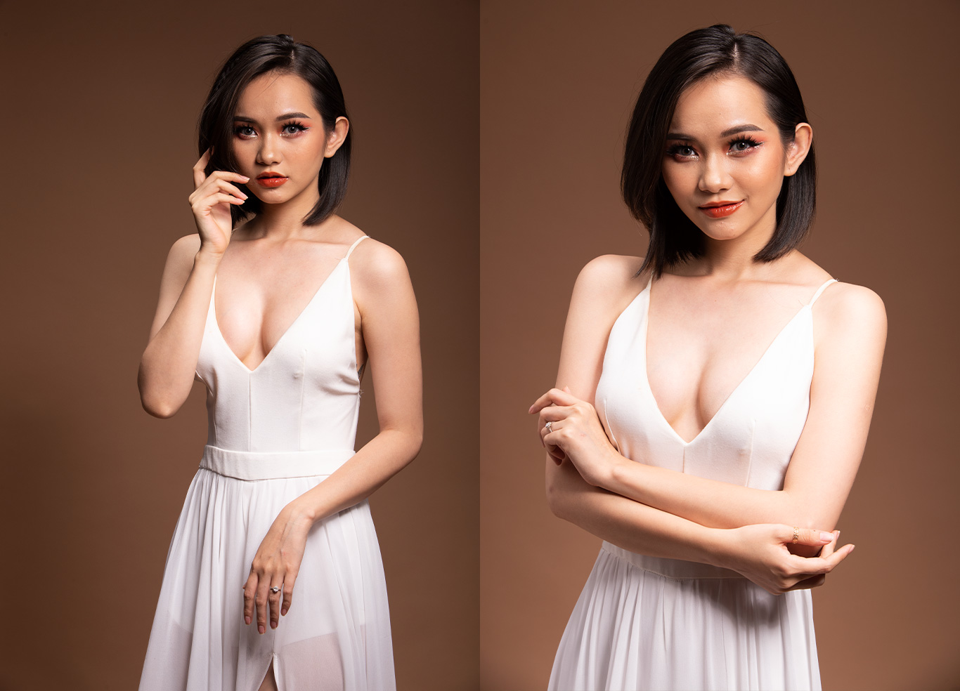 棚拍深V白色轻纱长裙女孩 RAW格式NEF练习原片 44P