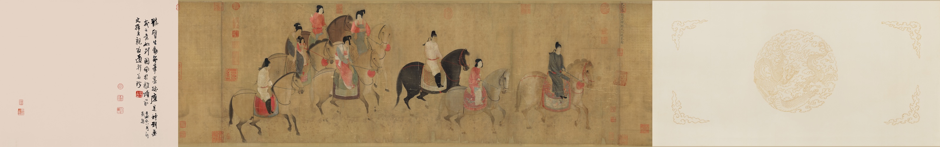 《虢国夫人游春图卷》张萱·唐代 (全卷)绢本53厘米X173厘米