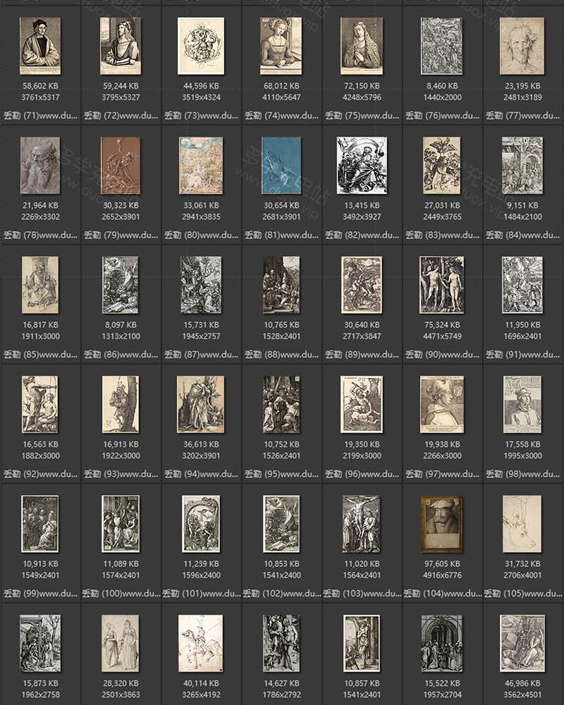 阿尔布雷特·丢勒Albrecht Dürer德国15.16中世纪文艺复兴 素描油画合集包 241副 [JPG+TIF/8.42GB] H034