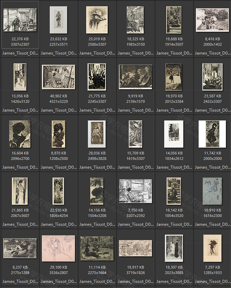 詹姆斯·蒂索 JamesJacquesJosephTissot 英国19.20世纪油画合集包 90副 [JPG+TIF/2.44GB] H027