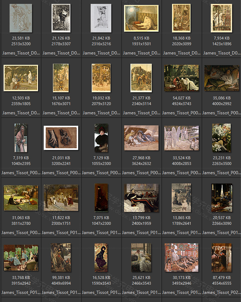 詹姆斯·蒂索 JamesJacquesJosephTissot 英国19.20世纪油画合集包 90副 [JPG+TIF/2.44GB] H027
