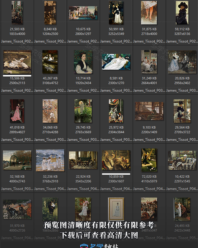詹姆斯·蒂索 JamesJacquesJosephTissot 英国19.20世纪油画合集包 90副 [JPG+TIF/2.44GB] H027