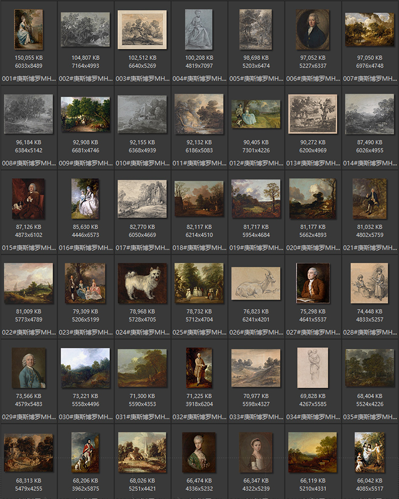 庚斯博罗Thomas Gainsborough 英国18世纪风景画家 油画合集包 190副 [JPG+TIF/9.55GB] H026