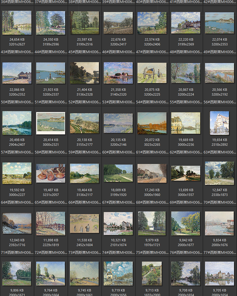 阿尔弗莱德·西斯莱 Alfred Sisley 法国19世纪 印象派油画合集包  127副 [JPG+TIF/3.9GB] H043