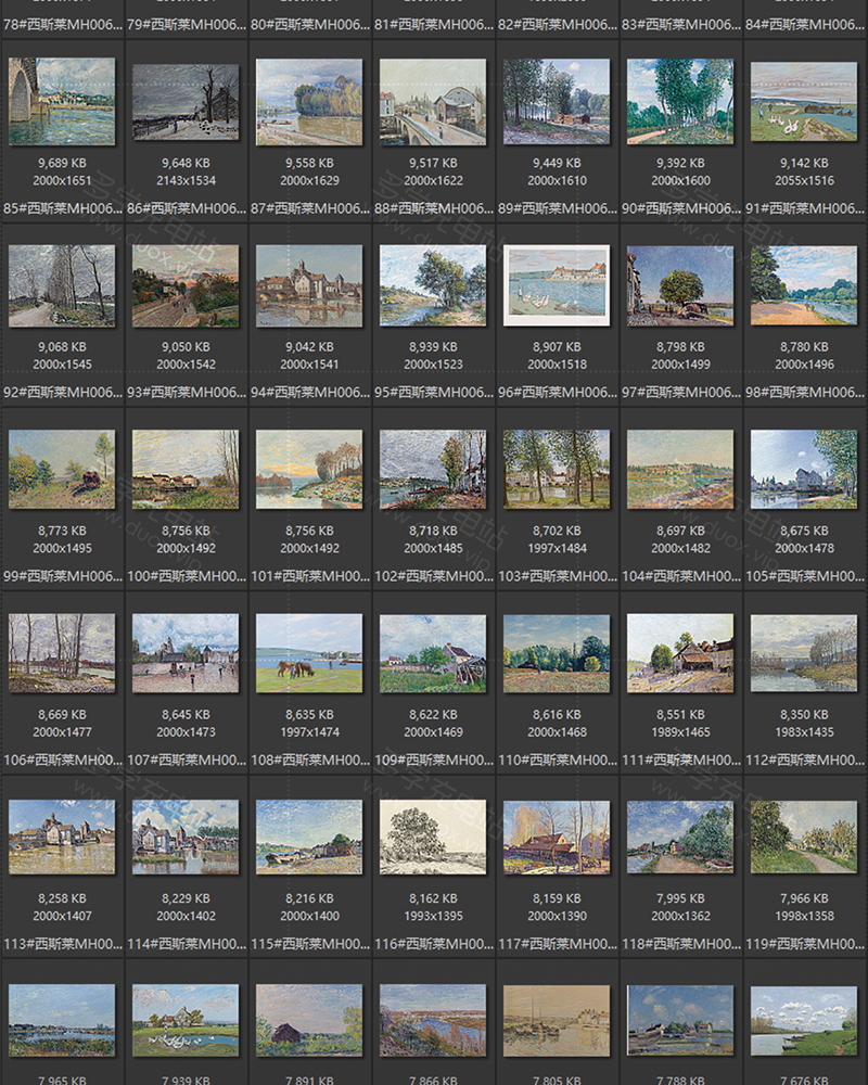阿尔弗莱德·西斯莱 Alfred Sisley 法国19世纪 印象派油画合集包  127副 [JPG+TIF/3.9GB] H043