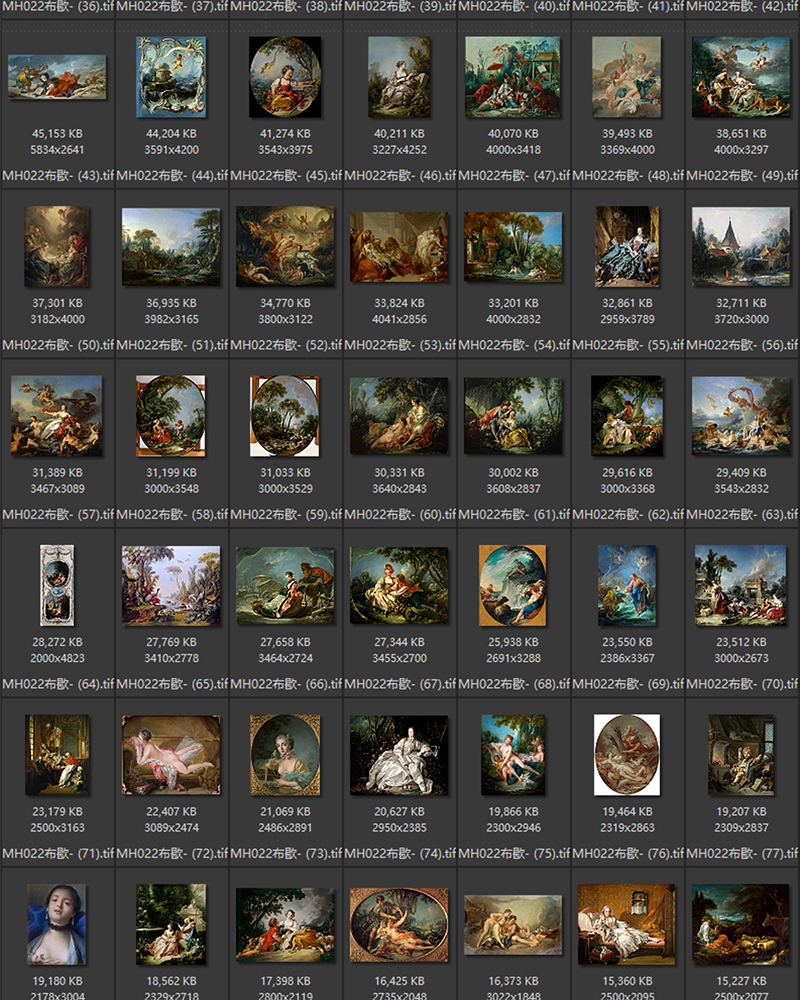 弗朗索瓦·布歇 Francois Boucher法国18世纪洛可可油画合集包   270副 [JPG+TIF/9.31GB] H044