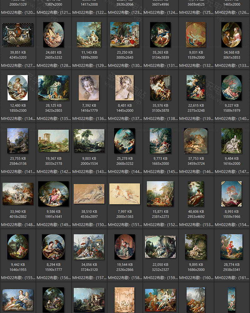 弗朗索瓦·布歇 Francois Boucher法国18世纪洛可可油画合集包   270副 [JPG+TIF/9.31GB] H044