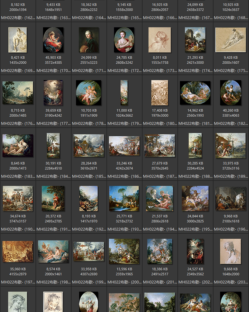 弗朗索瓦·布歇 Francois Boucher法国18世纪洛可可油画合集包   270副 [JPG+TIF/9.31GB] H044