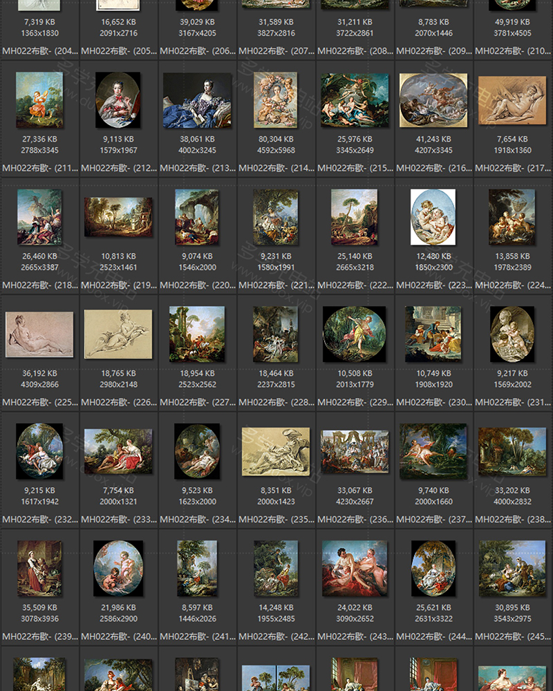 弗朗索瓦·布歇 Francois Boucher法国18世纪洛可可油画合集包   270副 [JPG+TIF/9.31GB] H044