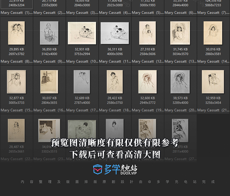 玛丽·卡萨特Mary Cassatt 美国19.20世纪 油画合集包  163副 [JPG+TIF/4.89GB] H057