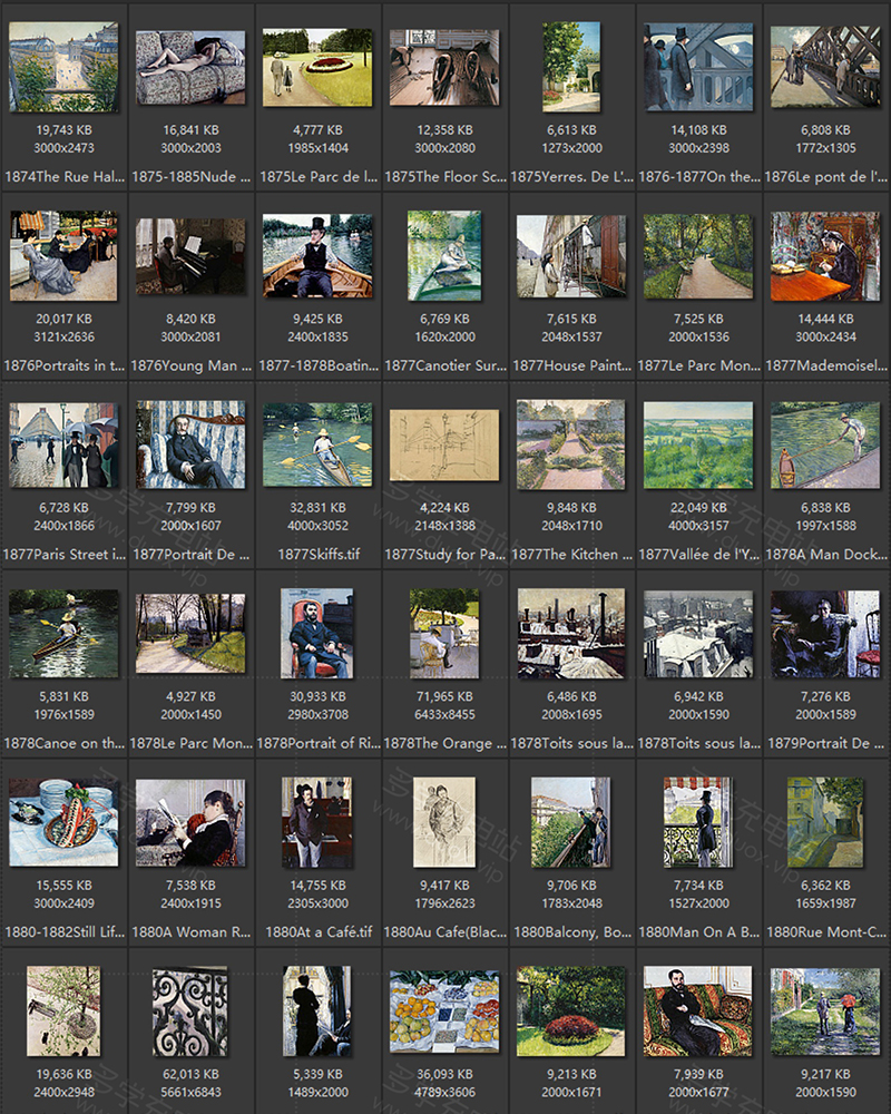 古斯塔夫·卡耶博特 GustaveCaillebotte 法国19世纪印象派 油画合集包  95副 [JPG+TIF/1.87GB] H058