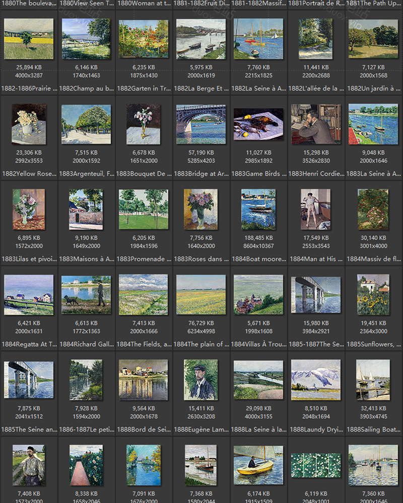 古斯塔夫·卡耶博特 GustaveCaillebotte 法国19世纪印象派 油画合集包  95副 [JPG+TIF/1.87GB] H058