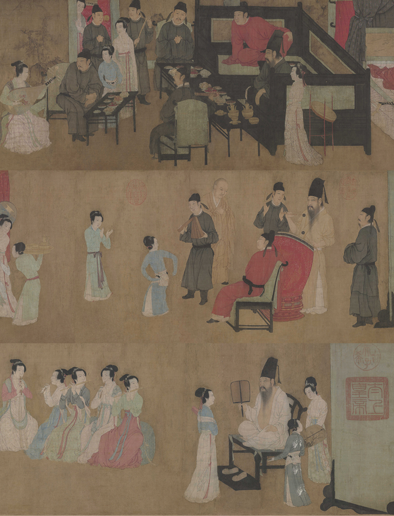 中国十大名画-《韩熙载夜宴图》顾闳中高清图画原稿素材设计临摹