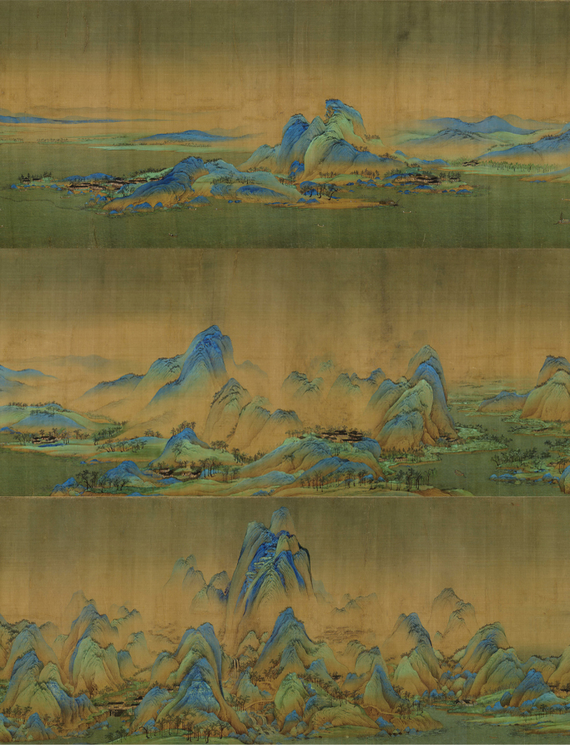 中国十大名画-《千里江山图》王希孟高清图画原稿素材设计临摹