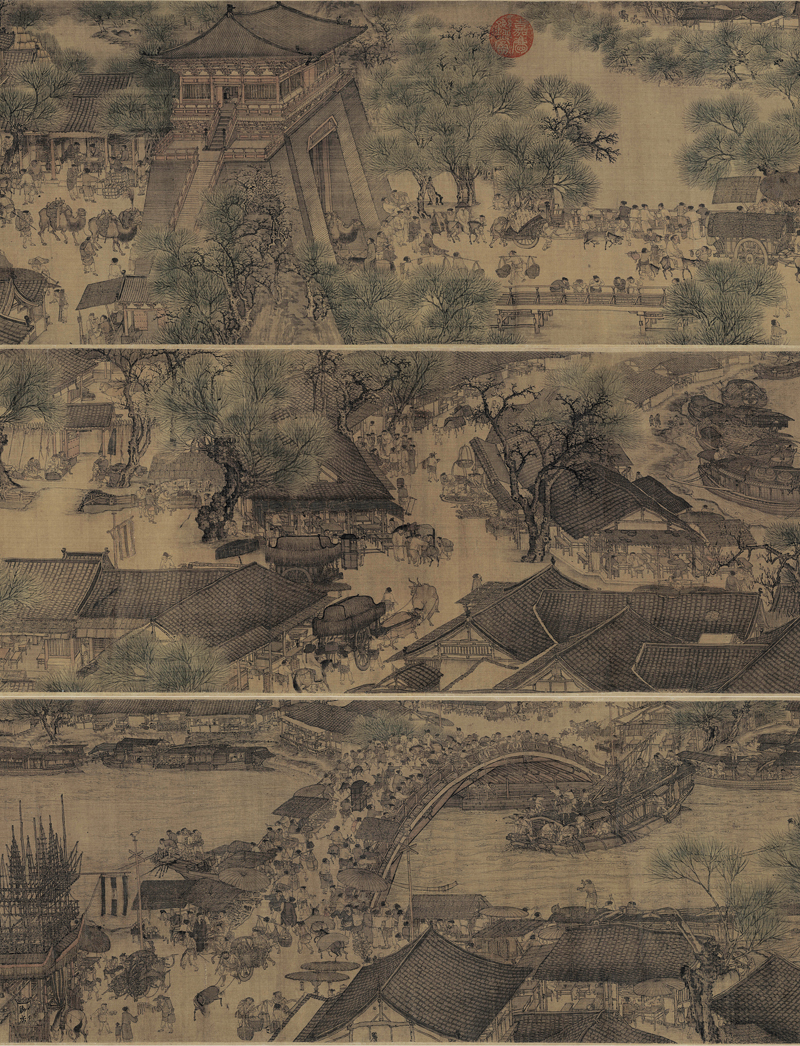 中国十大名画-《清明上河图》北宋 张择端 高清图画原稿素材设计临摹