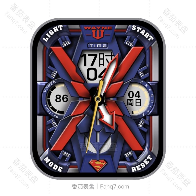 wayne超人蓝红三盘高级表盘.clock