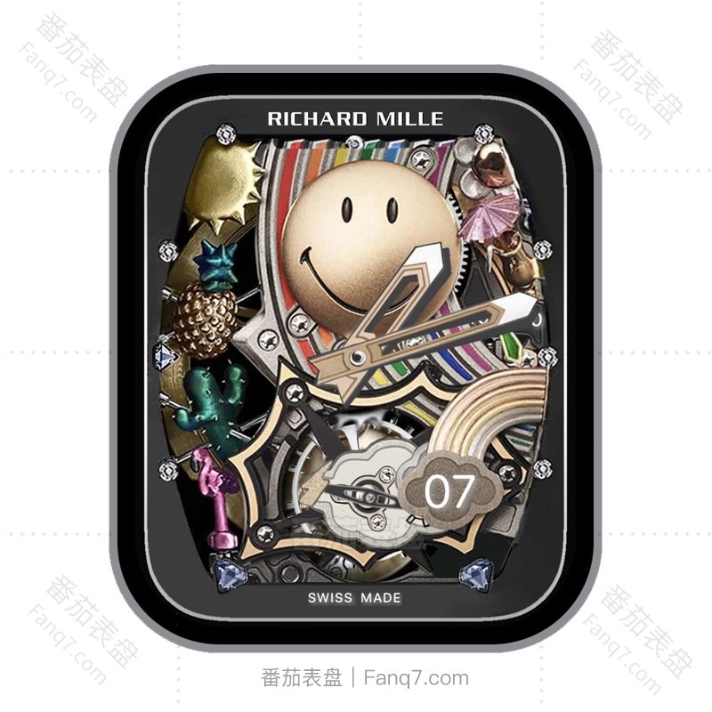 richard mill理查德米勒高级轻奢金属球笑脸带描边表盘.clock