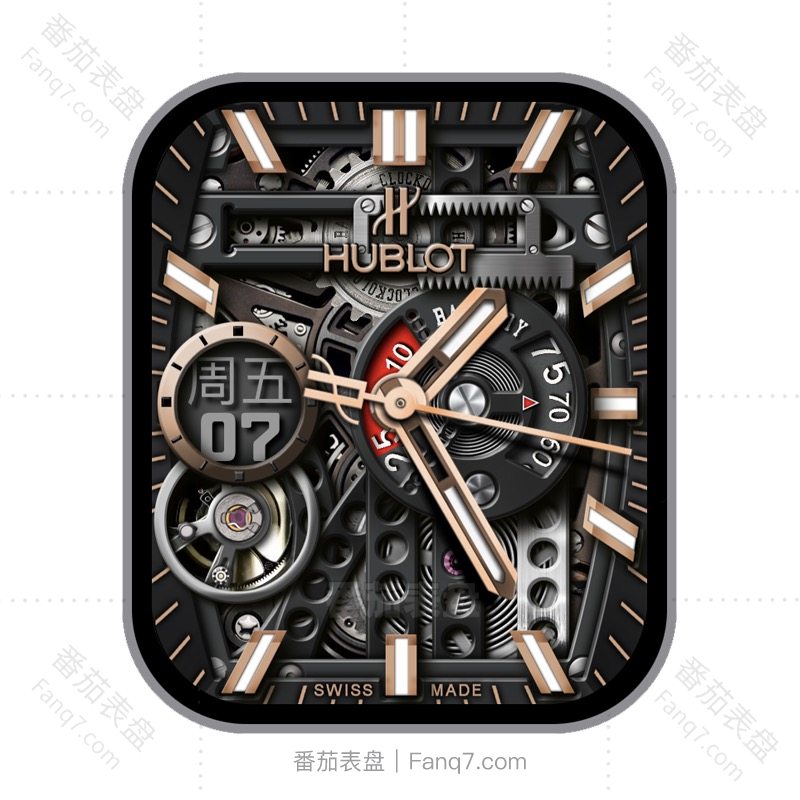 hublot宇舶酷黑金属伞哦按机械表盘.clock