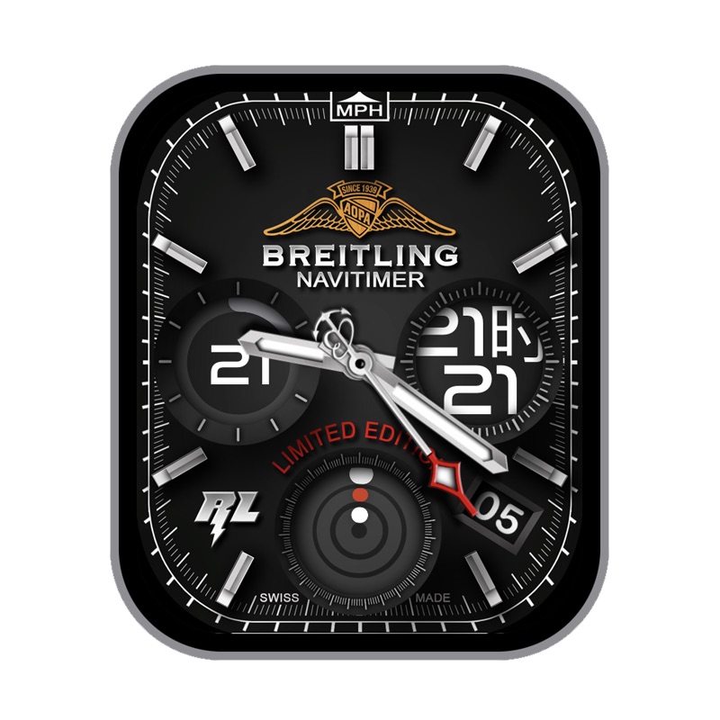 REITLING 百年灵 NAVITIMER 银黑高级机械动态运动三盘表盘.clock&clcok2