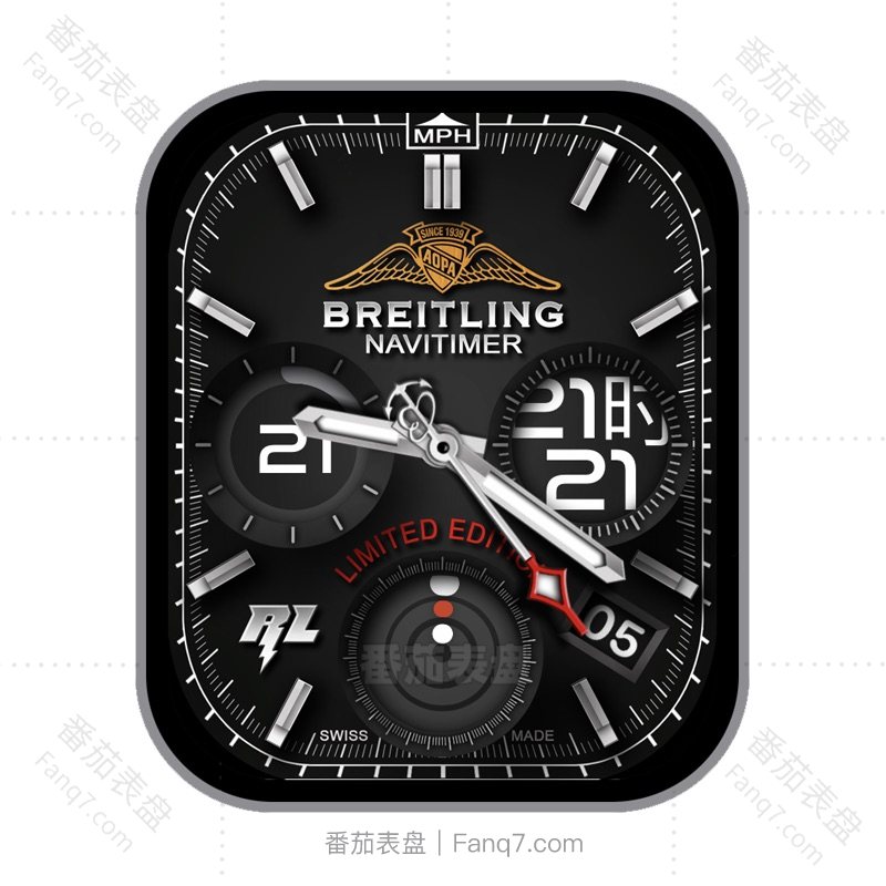 REITLING 百年灵 NAVITIMER 银黑高级机械动态运动三盘表盘.clock&clcok2