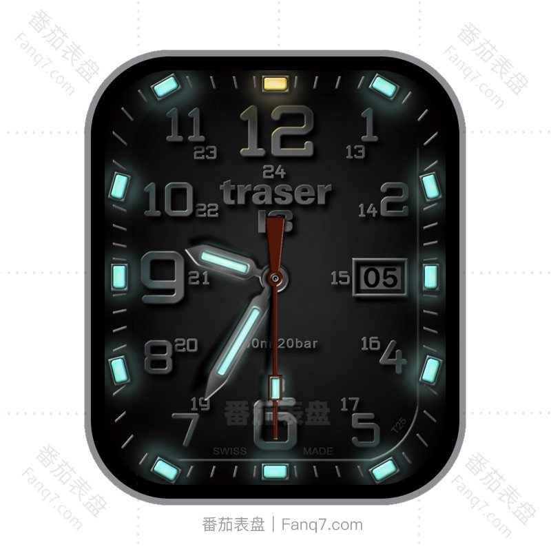 TRASER 高级夜光灰色指针指针动态表盘.clock&clcok2