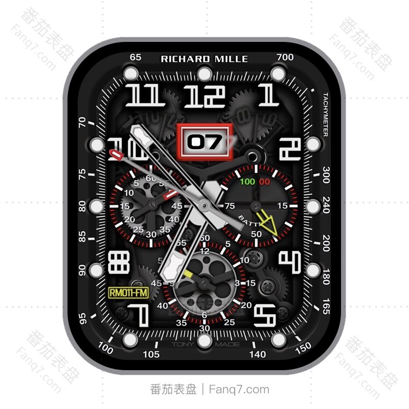 理查德米勒 RICHARD MILLE RM011-FM复古酷黑机械齿轮动态指针三盘表盘.clock&clcok2