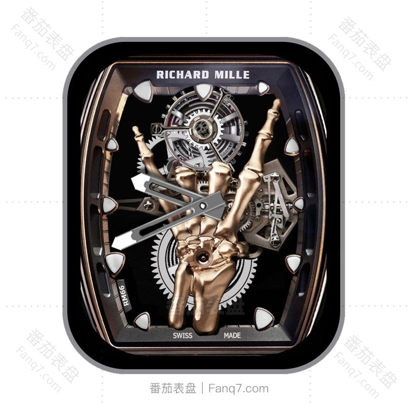 理查德米勒 RICHAD MILLE 黄金骷髅手指动态机械齿轮指针表盘.clock&clcok2