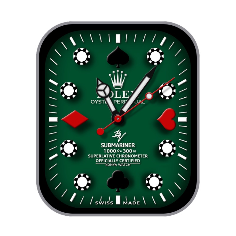 ROLEX劳力士墨绿红桃方块黑桃黑梅扑克牌元素动态刻度指针ultra表盘.clock&clcok2