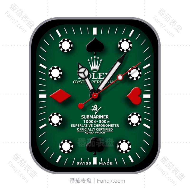 ROLEX劳力士墨绿红桃方块黑桃黑梅扑克牌元素动态刻度指针ultra表盘.clock&clcok2