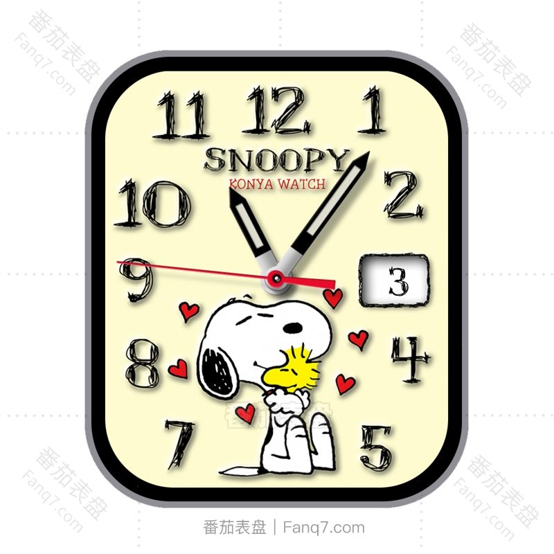 浅黄史努比阿拉伯数字动态日志指针表盘.clock&clcok2