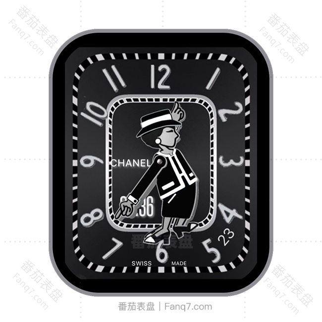 CHANEL 深灰跳舞女士动态刻度指针表盘表盘.clock&clcok2