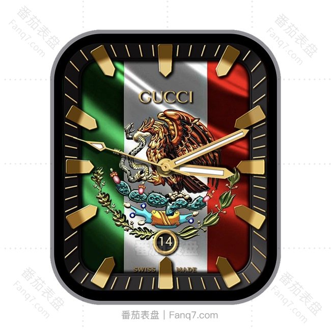 GUCCI古驰墨西哥国旗金属动态日志刻度指针表盘.clock&clcok2