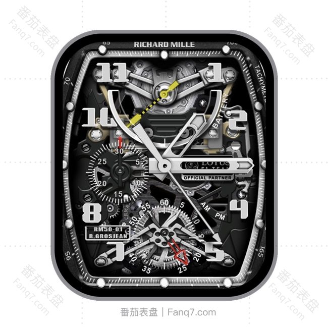 Richard Mille理查德米尔RM50-01炭黑白机械齿轮双盘式数字指针UItra专用表盘.clock&clcok2