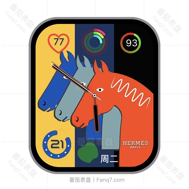 HERMES爱马仕幸运马三色多功能日期心率日志表盘.clock&clcok2