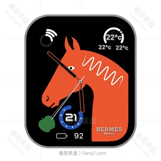 HERMES爱马仕红色幸运马原生日志温度电量表盘.clock&clcok2