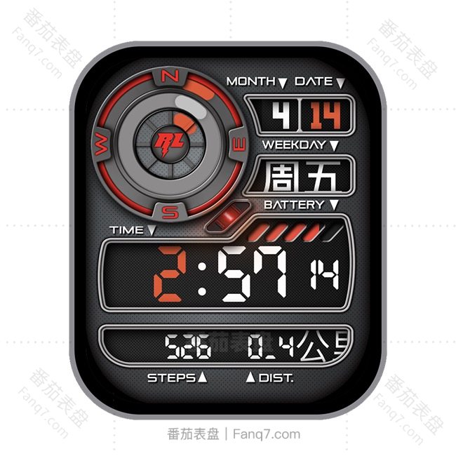 番茄表盘多功能步数电量日期时间里程表盘.clock&clcok2