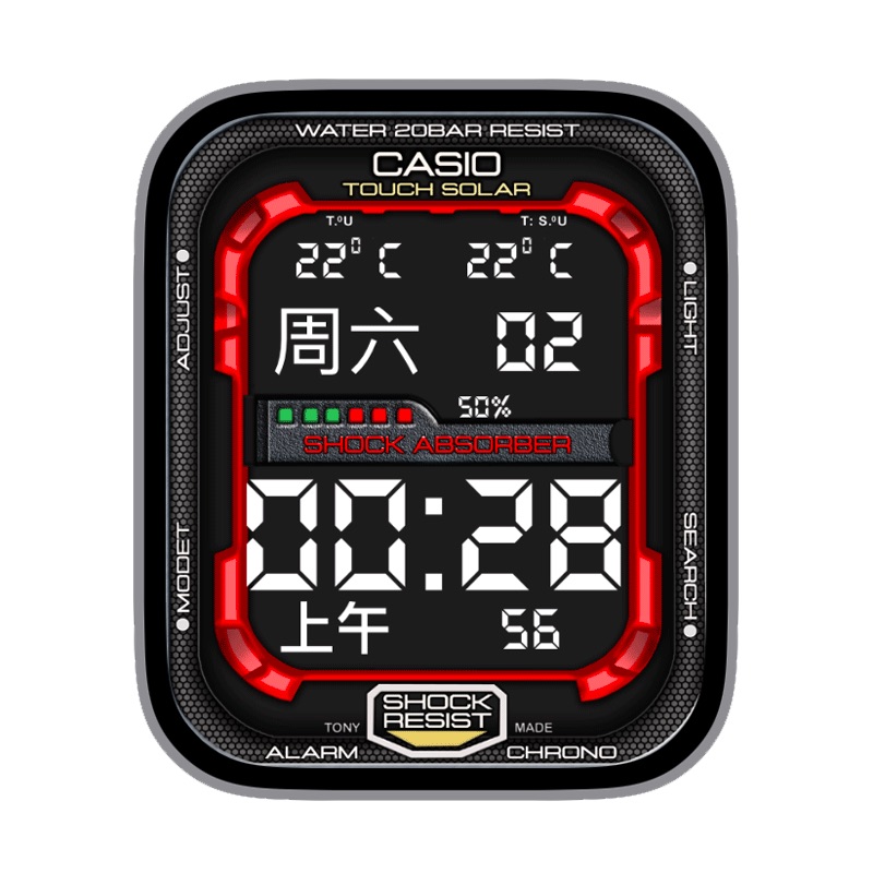 CASIO卡西欧复古机械风多功能电量温度LCD风格表盘表盘.clock&clcok2